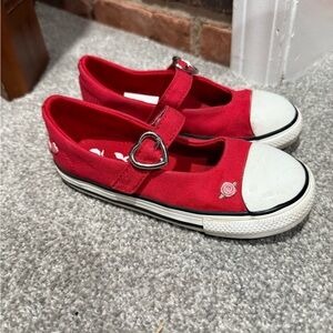 Converse Red Kids Sneakers with Heart Accent